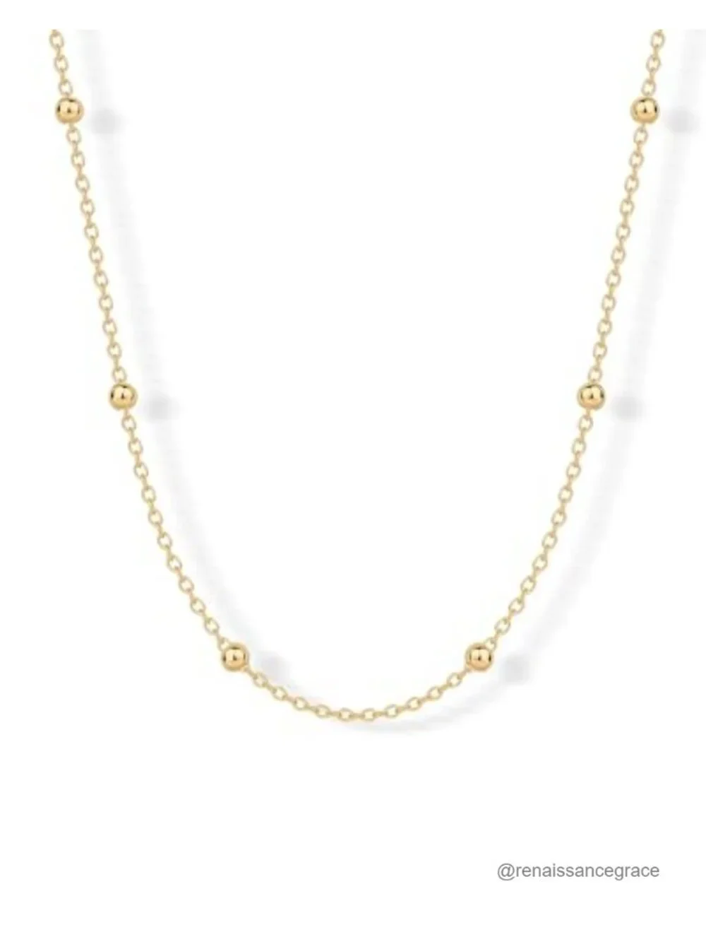 Gold Plated Beaded Chain Necklace, Dainty Ball Choker